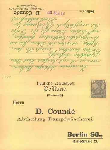 1901, BERLINER POSTGESCHICHTE, Doppelkarte BERLIN SO 16, HALENSSE, GRUNEWALD