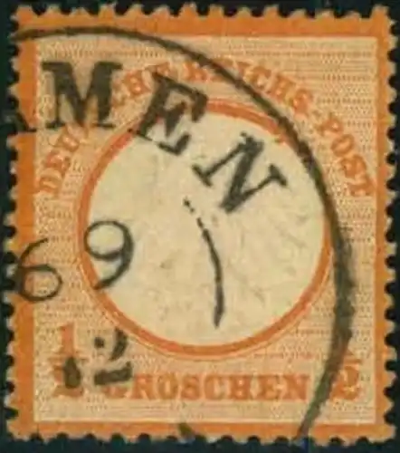 1872, 1/2 Groschen kleiner Brustschild, orange - BARMEN
