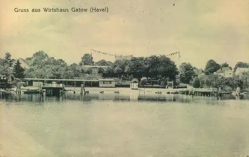 1922, Wirtshaus GATOW (HAVEL); Soandau, Brücken Gitterstempel