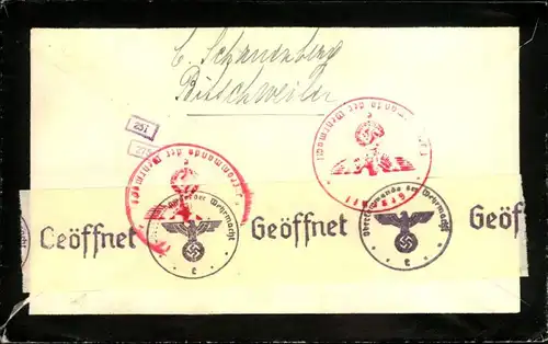 1941, 25 Pfg. Hindenburg mit aufdruck als seltene Einzelfrankatur auf Auslandsbrief ab BITSCHWEILER (KR. THANN, ELSAß) i