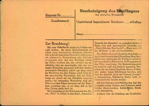 1946, komplette Paketkarte ab STRAUPITZ über Cottbus nach West-Berlin