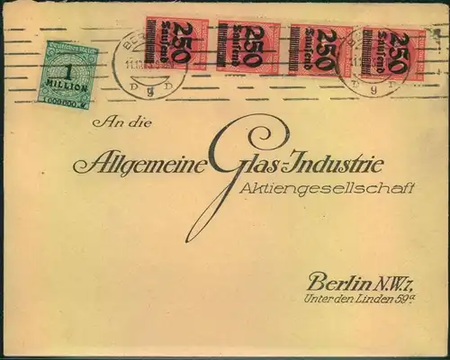 1923, Firmen-Werbebrief, "advertising covers", Reklame, Allgemeine Glas-Industrie Aktiengesellschaft Berlin