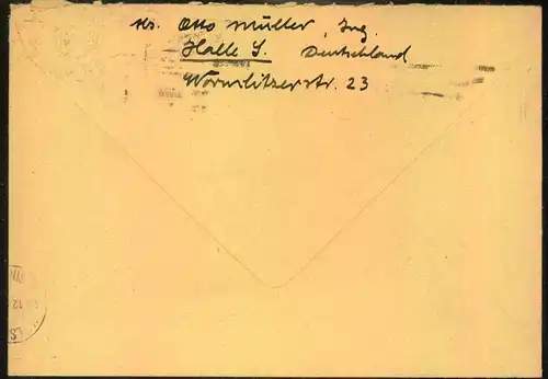 1951, Auslandsbrief (+1 Pfg. ) mit SSt HALLE (SAALE) Wintersportmeisterschaften nach Finnland.