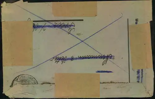 1948, Doppelbrief mit Maschinenaufdruck, Arbeiter und Ziffer ab (10) ZSCHOPAU