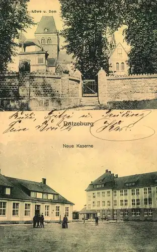 RATZEBURG, 1920; NEUE KASERNE und LÖWE u: DOM, gelaufen