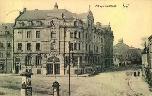 HOF, 1915, KÖNIGLICHE FILIALBANK, gelaufen, Feldpost
