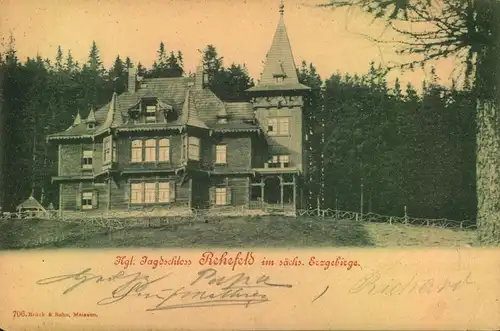 REHEFELD, ERZGEBIRGE, 1900, Königliches Jagdschloss, gelaufen