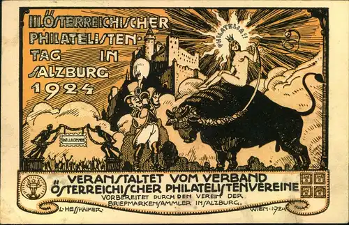 1924, Sonderkarte und -STempel "III. Österreichischer Philatelistentag"