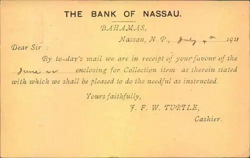 1911, 1 d stat. Card with private imprint from ""Bank of Nassau"" sent to Dresden, Germany.