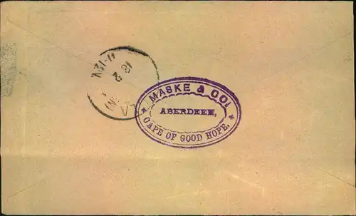 1901, stat. Envelope 2 d QV sent from ABERDEEN C.G.H. to Muskau, Schlesien, Germany.