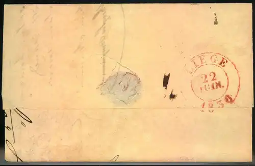 1836, folded letter from BRUXELLES to LIEGE