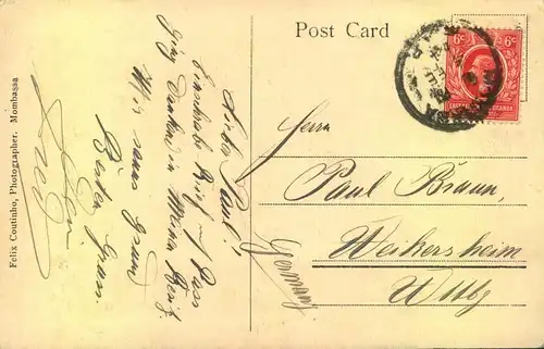 1904, ppc from NAIROBI to Germany