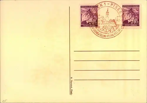 1941, Sonderkarte Briefmarkenausstellung Pisek