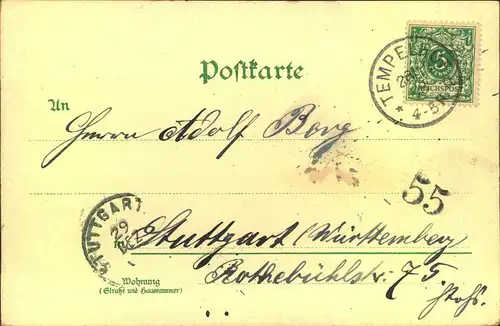 TEPELHOF, 1898 Vorortstempel auf AK ""Gruss aus Berlin""