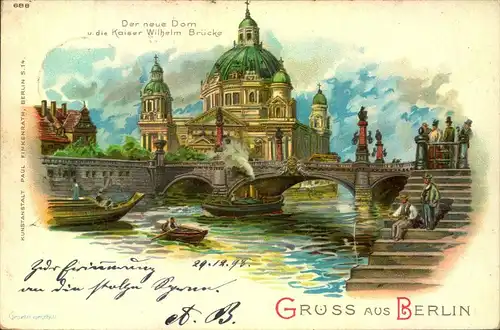 TEPELHOF, 1898 Vorortstempel auf AK ""Gruss aus Berlin""