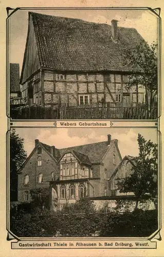 ALHAUSEN b. Bad Driburg, Westf., 1919 gelaufen, Webers Geburtshaus, Gastwirtschaft Thiele