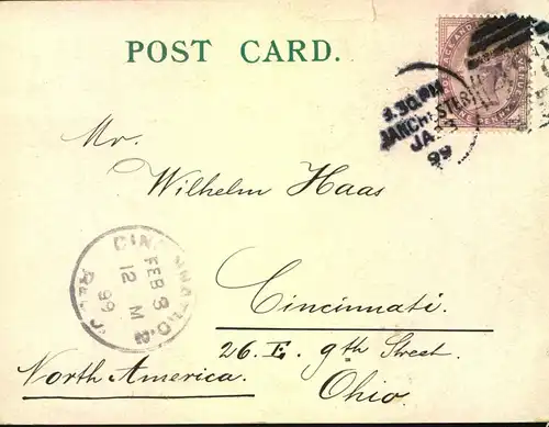 1899, BIRMINGHAM, Post Office, Stephenson Place, Grand Hotel, No. 1575, mini Einriss oberer Rand