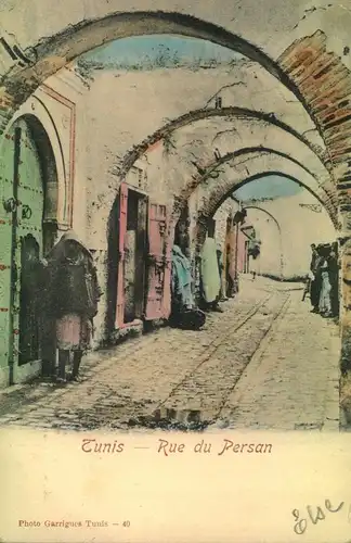 1904 TUNIS - Rue  du Persan, gelaufen, Photo Garrigues - 40