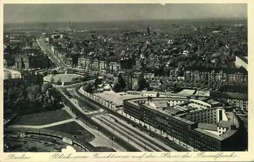 1940, BERLIN - CHARLOTTENBURG - Blick v. Funkturm auf das Haus des Rundfunks, Nr. 6547,