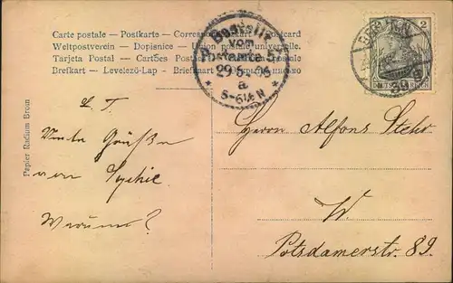 1906, Ortskarte BERLIN N 39 29.6.06 mit EF 2 Pfg. Germania. 2 Tage vor Ende des 2 Pfg. Portos.