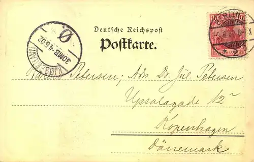 BERLIN; 1902, "Gruß aus dem Kaiser-Keller", Meisenbach, Riffarth & Co.,  Mitte,  gelaufen nach Kopenhagen