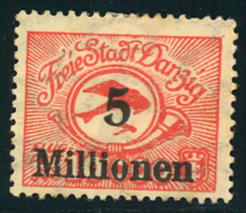 1923, Flugpostmarke 5 Millionen auf 10.000 statt 50.000 postfrisch.