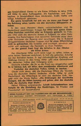 Ca. 1943, sovjet leaflet ""Gegen Hitler und Krieg""