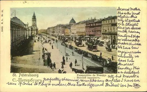 1902, ST. PETERSBURG Novsky Prospect ppc sent to Nottingham