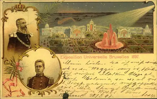 1897, uprated stationery card ""Exposition Universelle Bruxelles 1897""