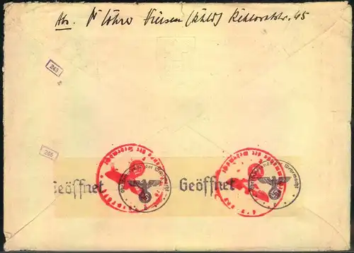 1941, Luftpostbrief ab VIERSEN nach USA.