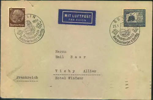 1938, Luftpost-Auslandsbrief mit Sonderstempel ab BERLIN 25.3.38