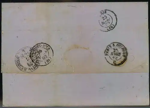 1862, Trasitbrief ab DRESDEN und besserem Transitstempel ""TT"" und anderen nach Frankreich.