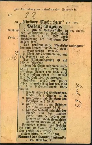 1907, dekorative Nachnahmekarte ab ITZEHOE nach Friedrichsstadt