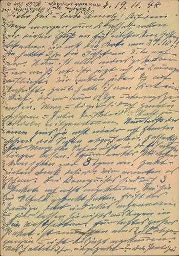 1948, Postkarte mit 12 Pfg. AS Werstempel mit verschobenem Aufdruck ab BERLIN-CHARLOTTENBURG 4 mit Ost-Absender.