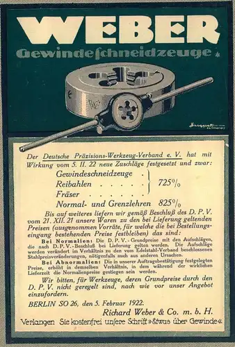 1922, früher Postfreistempel "BERLIN SW 68 a II" auf dekorativemWerbeumschlag