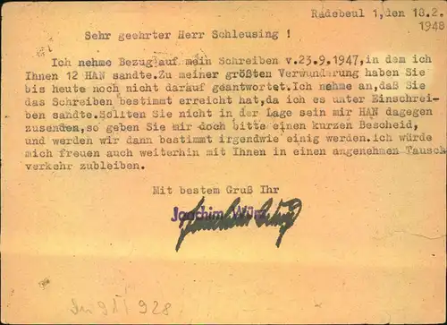 1948, Einschreibkarte ab RADEBEUL  nach Berlin-Friedenau