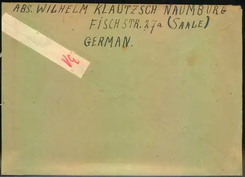 1946, Brief ab NAUMBURG an das CIVIL INTERNIERTENLAGER HAMMELBURG mit MiF Gemeinschaftsausgaben/Provinz Sachsen.