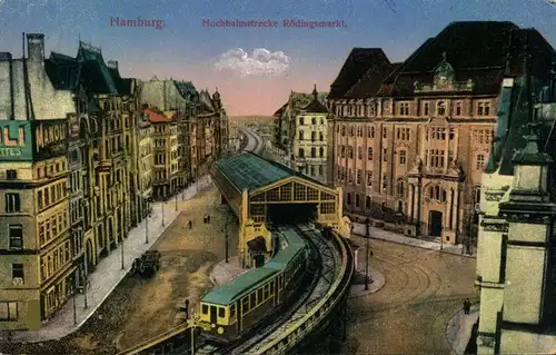 HAMBURG,1918,Hochbahnstrecke Rödingsmarkt, als Feldpost, Soldatenbrief, gelaufen, .K. W., H.