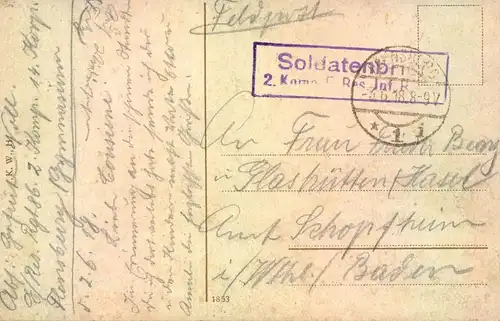 HAMBURG,1918,Hochbahnstrecke Rödingsmarkt, als Feldpost, Soldatenbrief, gelaufen, .K. W., H.