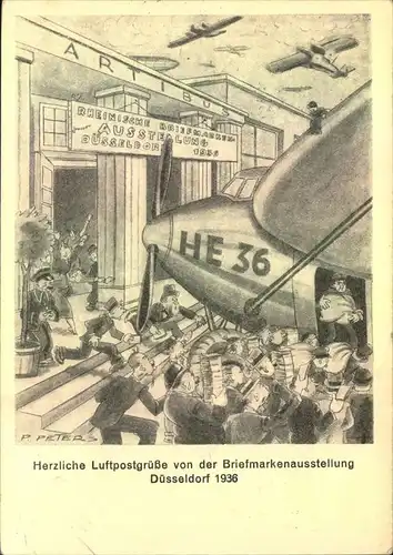 1936, Privatganzsache zur Briefmarkenausstellung Düsseldorf 1936, mit Zusatzfrankaturen per Frankatur nach Schweden.