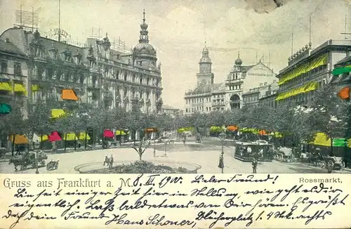 FRANKFURT a. Main, 1900, Rossmarkt,  Pferdekutsche,