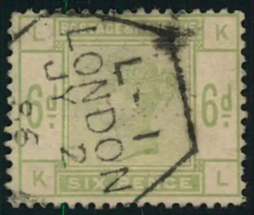 1884, 6 d QV ""lilac and green"" cancelled london