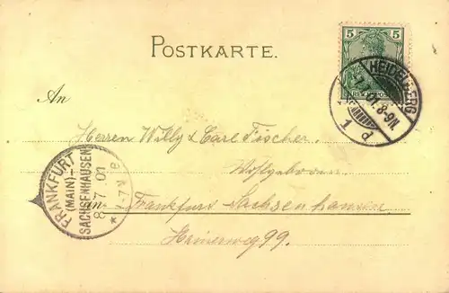 1901, HEIDELBERG; Das große Faß, Zwerg Perkeo, Künstlerpostkarte No 6147, von C. Münch, Kunstanstalt Lautz&Isenbeck, Dar