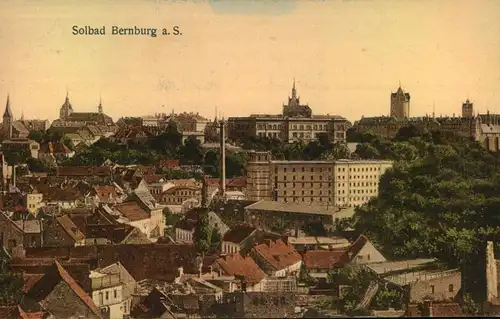 1927, BERNBURG a. Saale, Solbad, Stadtansicht, Kirche , Schloß,  gelaufen