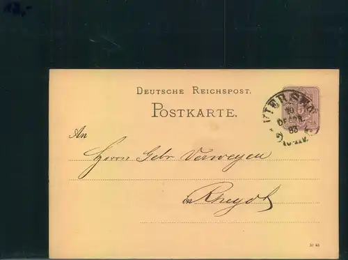 Auflösung: Stempelsammlung Deutsches Reich - VIERSEN ;Hufeisenstempel, Ganzsache, 1883