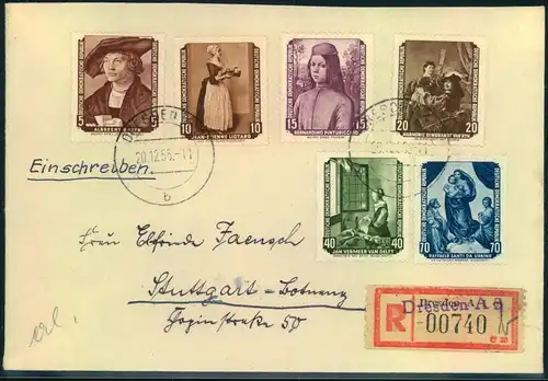 1955, Sowjetische Kunst, Sammler-R-Brief ab DRESDEN A 8