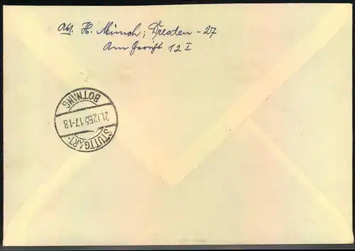 1955, Sowjetische Kunst, Sammler-R-Brief ab DRESDEN A 8