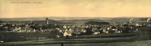 1910, seltene Panoramakarte BAD SCHUSSENRIED, gelaufen zum Briefporto