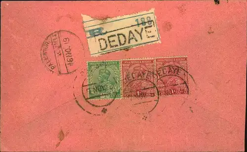 1919, registered letter from DEDAYE to Pallatur.