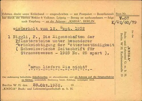 1933, die seltenere rote 15 Pfg Hindenburg als EF auf Auslandskarte ab BERLIN SW 11 * c 29.10.33 nach Zürich.